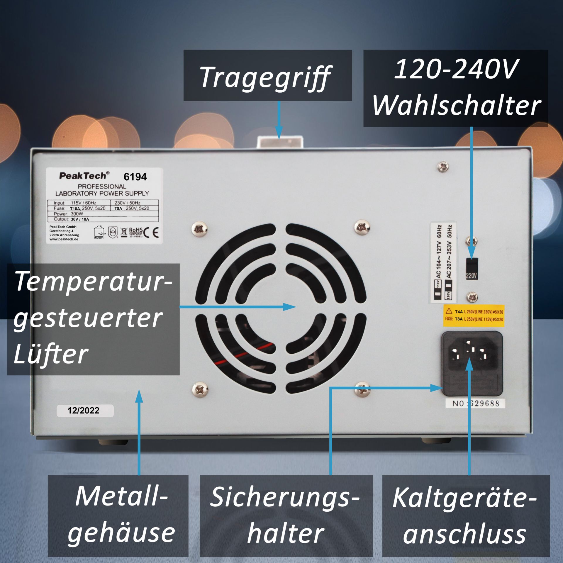 PeakTech P 6194 Digital Labornetzgerät 0-30 V / 0-10 A DC 