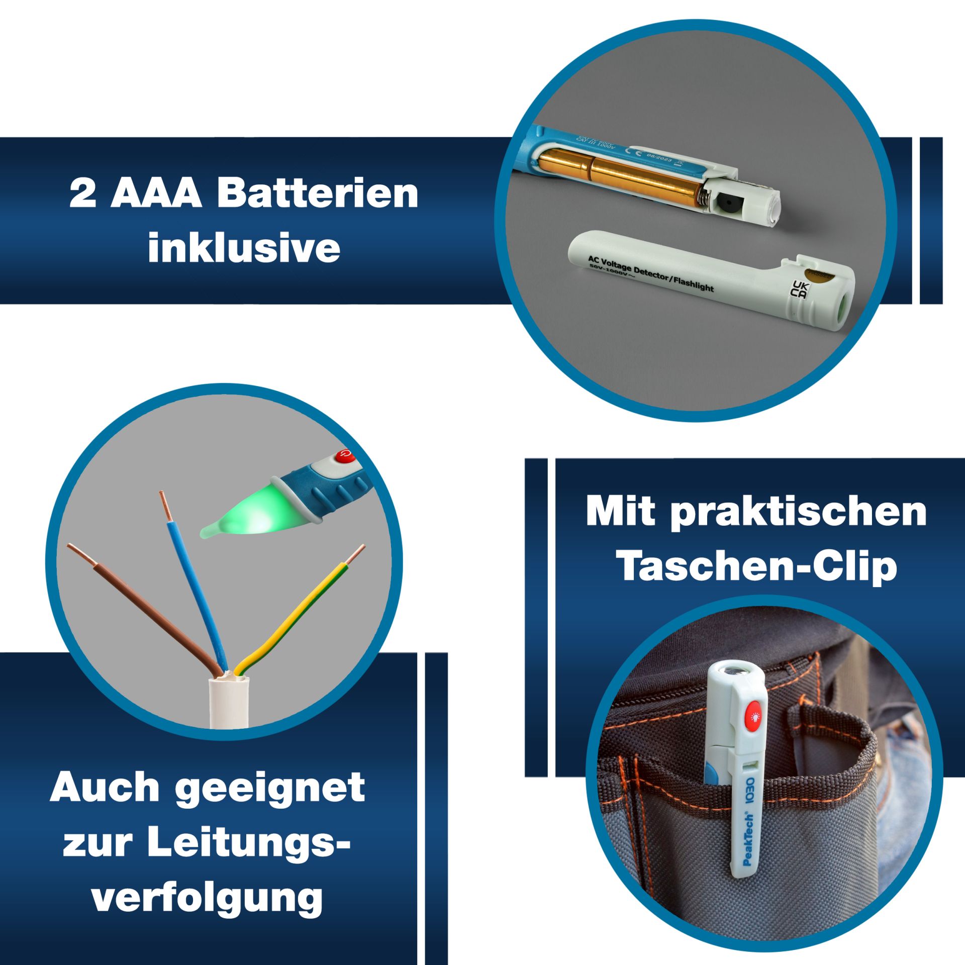 PeakTech P 1030 AC-Spannungsprüfer 50 - 1000 V AC, Kontaktlos