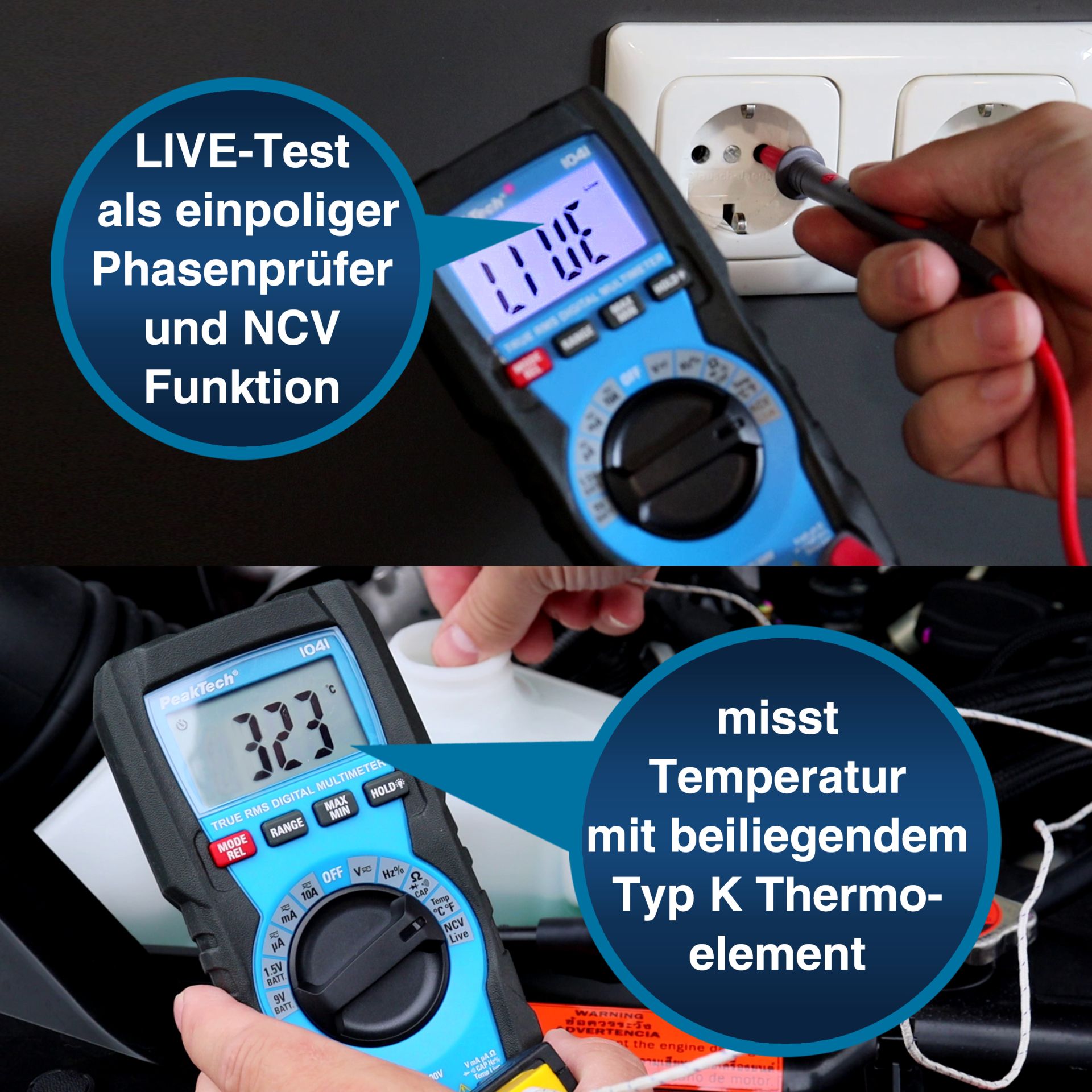 PeakTech P 1041 TrueRMS Digitalmultimeter 4000 Counts, Auto. Range 