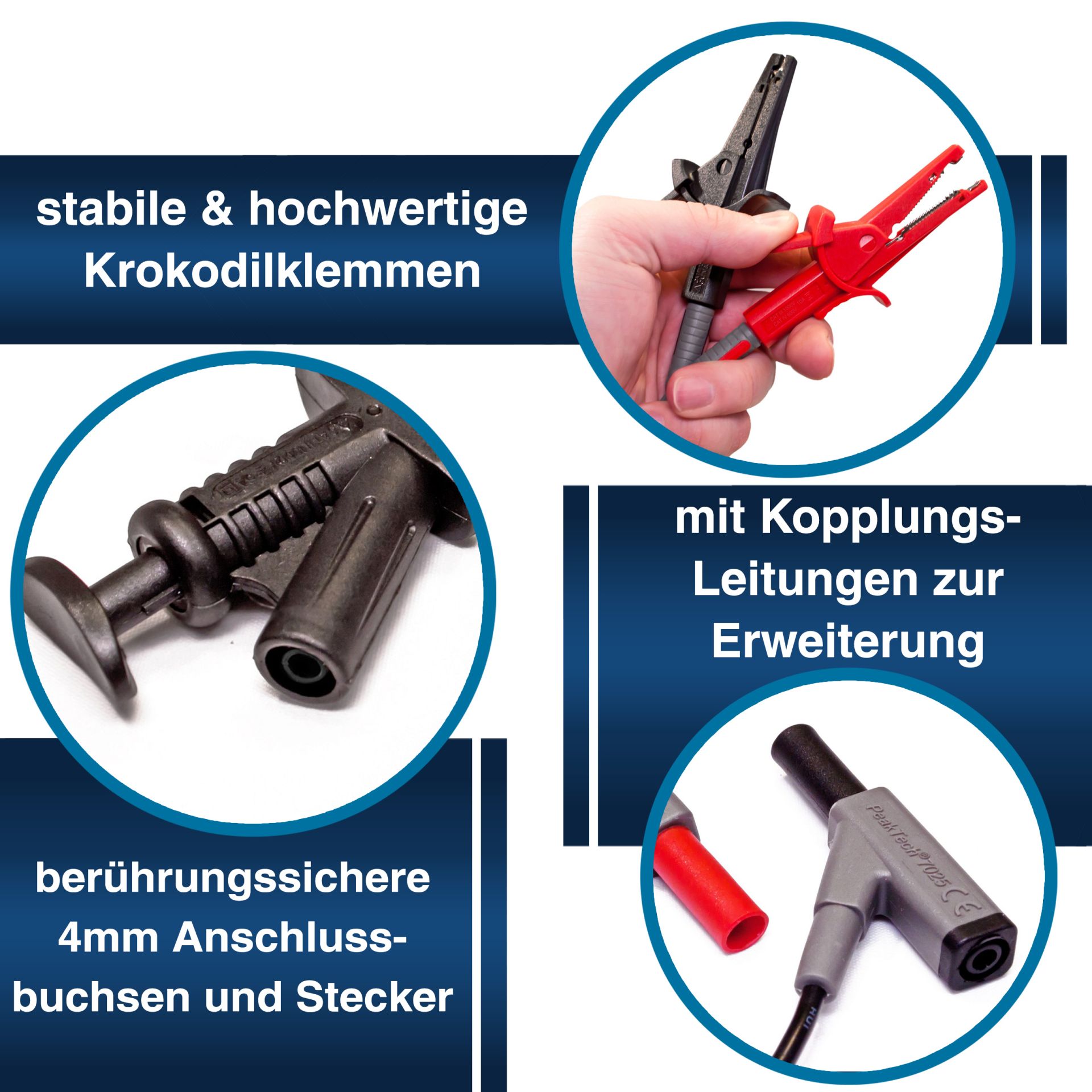 «PeakTech® P 8200» Messzubehör-Set mit diversen Leitungen / Klemmen
