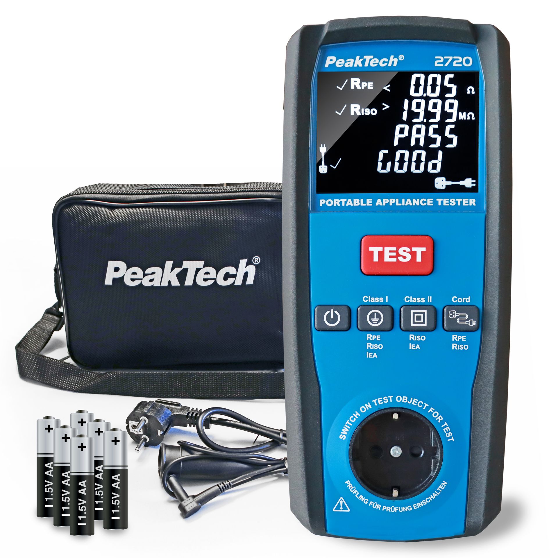 PeakTech P 2720 PAT-Tester für ortsveränderliche Geräte 