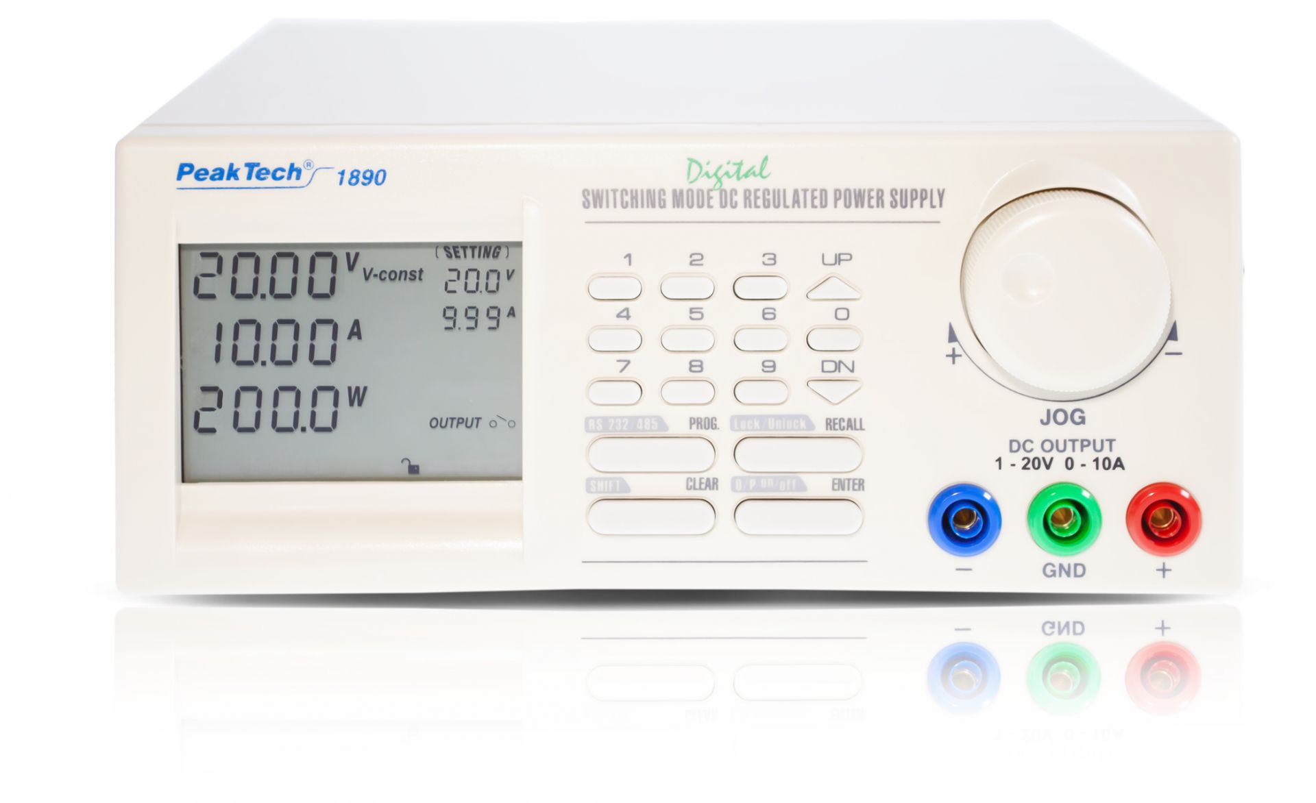 PeakTech P 1890 Laboratory power supply DC 1 - 20V/ 0-10A with USB 