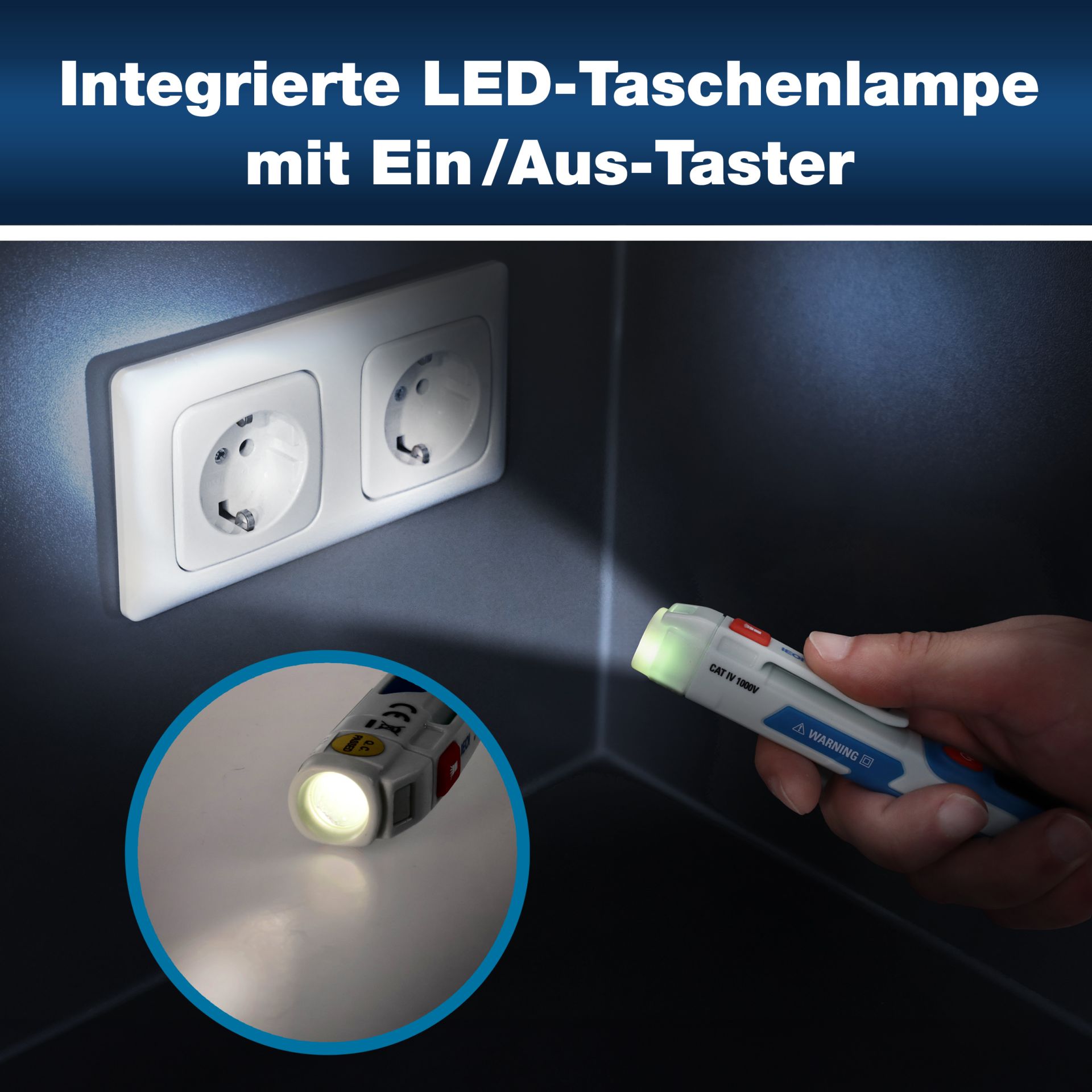 PeakTech P 1031 AC-Spannungsprüfer 50 - 1000 V AC mit Vibration