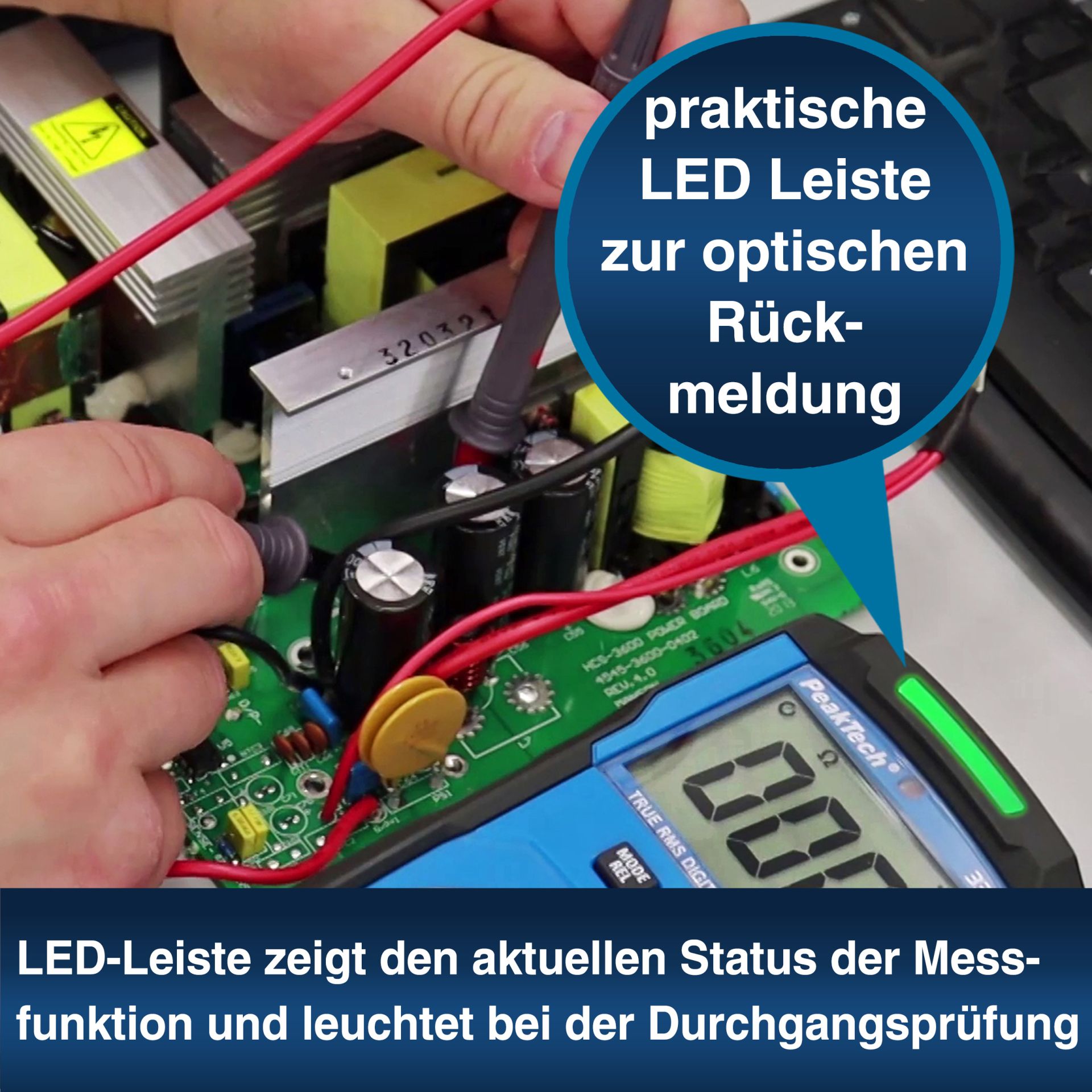 PeakTech P 3349 TrueRMS Digitalmultimeter 6.000 Counts, Man. Range 