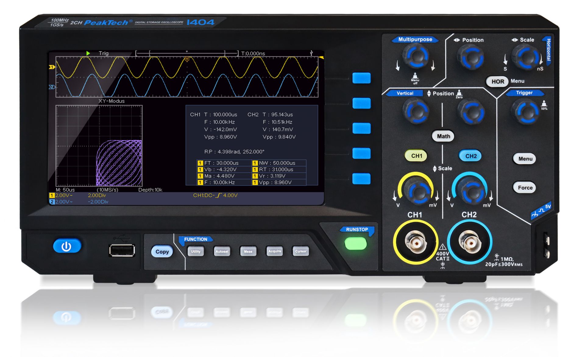 PeakTech P 1404 100 MHz / 2 CH, 1 GS/s Digitalspeicheroszilloskop