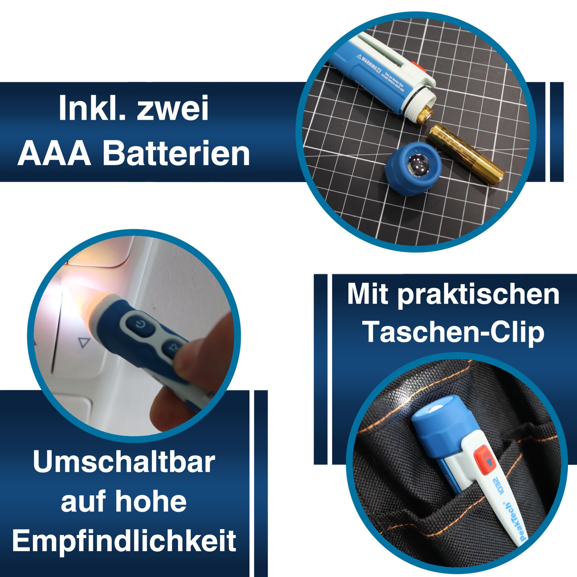 PeakTech P 1032 AC-Spannungsprüfer 12 - 1000 V AC mit Vibration