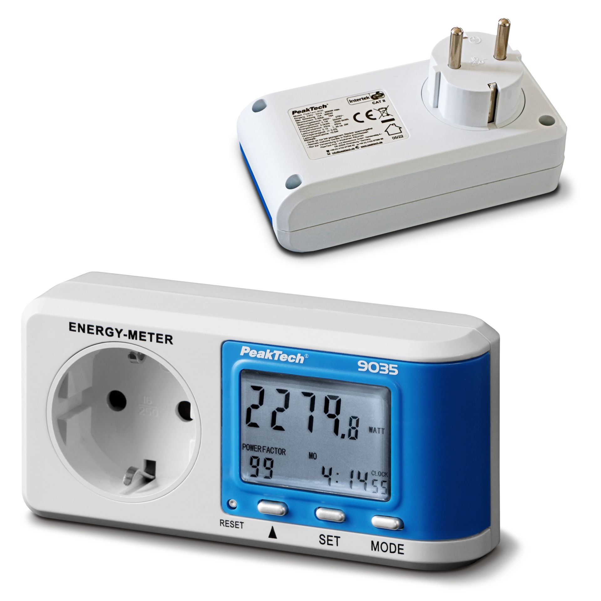 PeakTech P 9035 Energiekostenmessgerät mit 0,1 W Auflösung und Anzeigepuffer