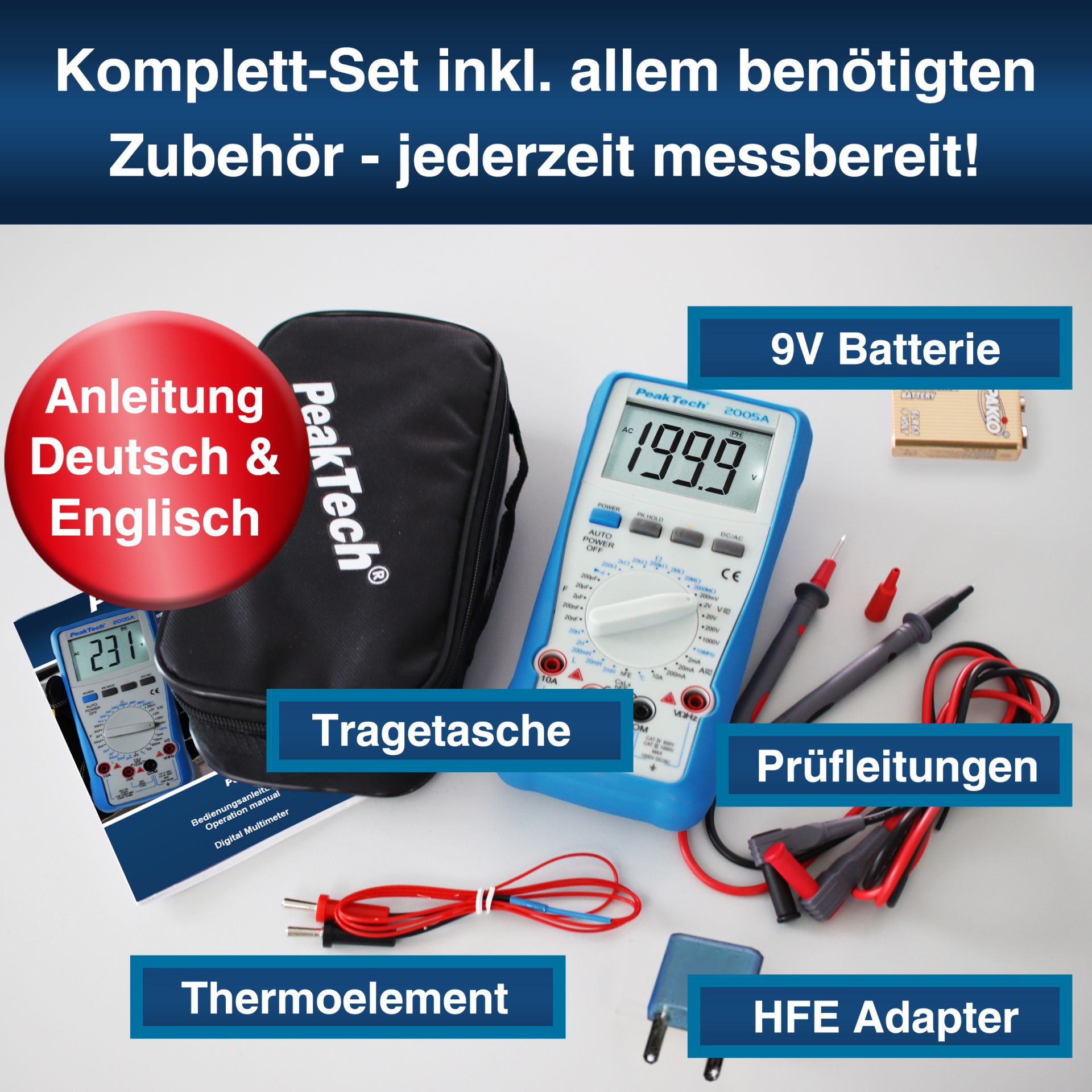 PeakTech® P 2005 A 1000 V Digitalmultimeter 2000 Counts