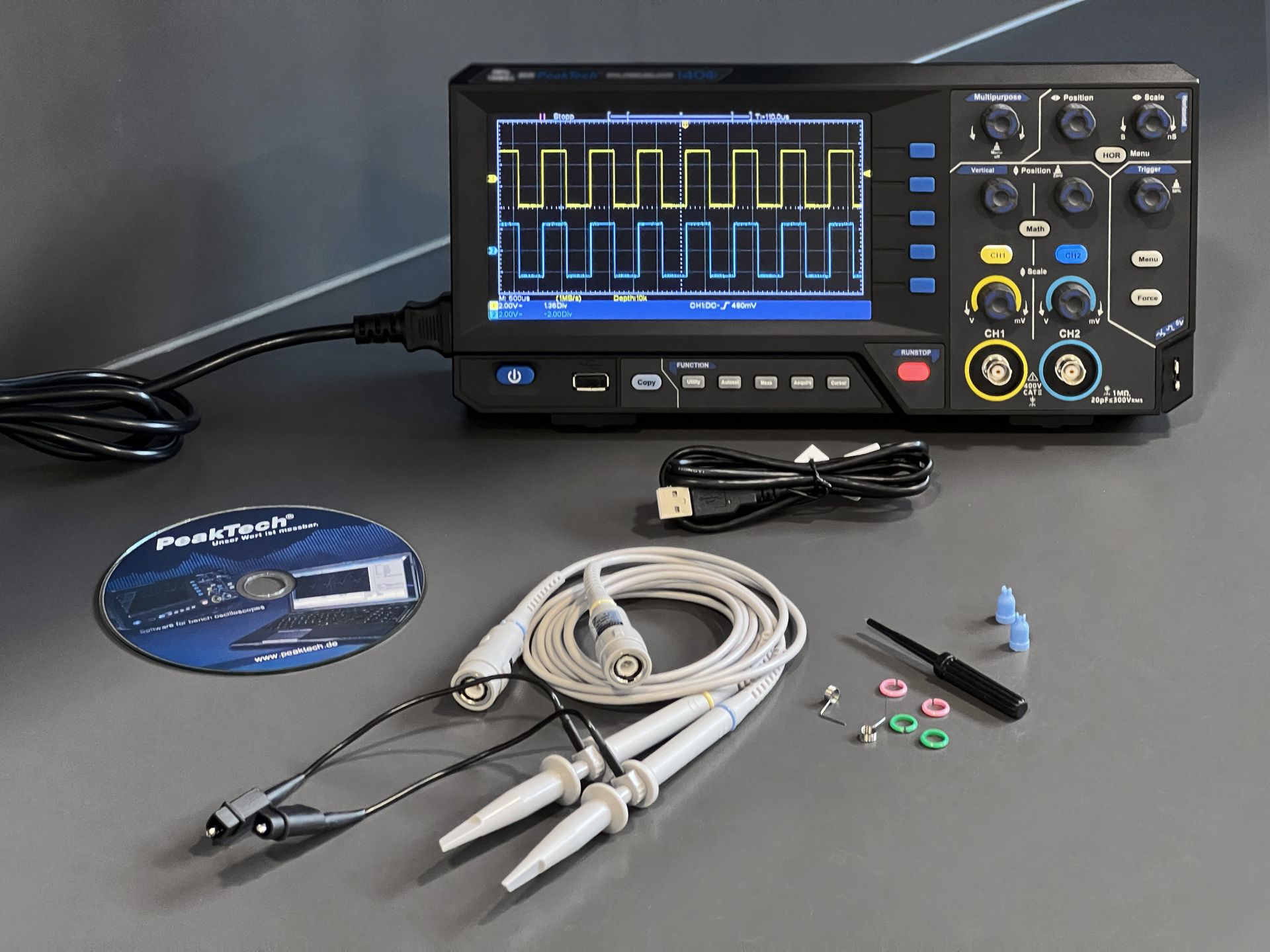 PeakTech P 1403 50 MHz / 2 CH, 500 MS/s Digitalspeicheroszilloskop