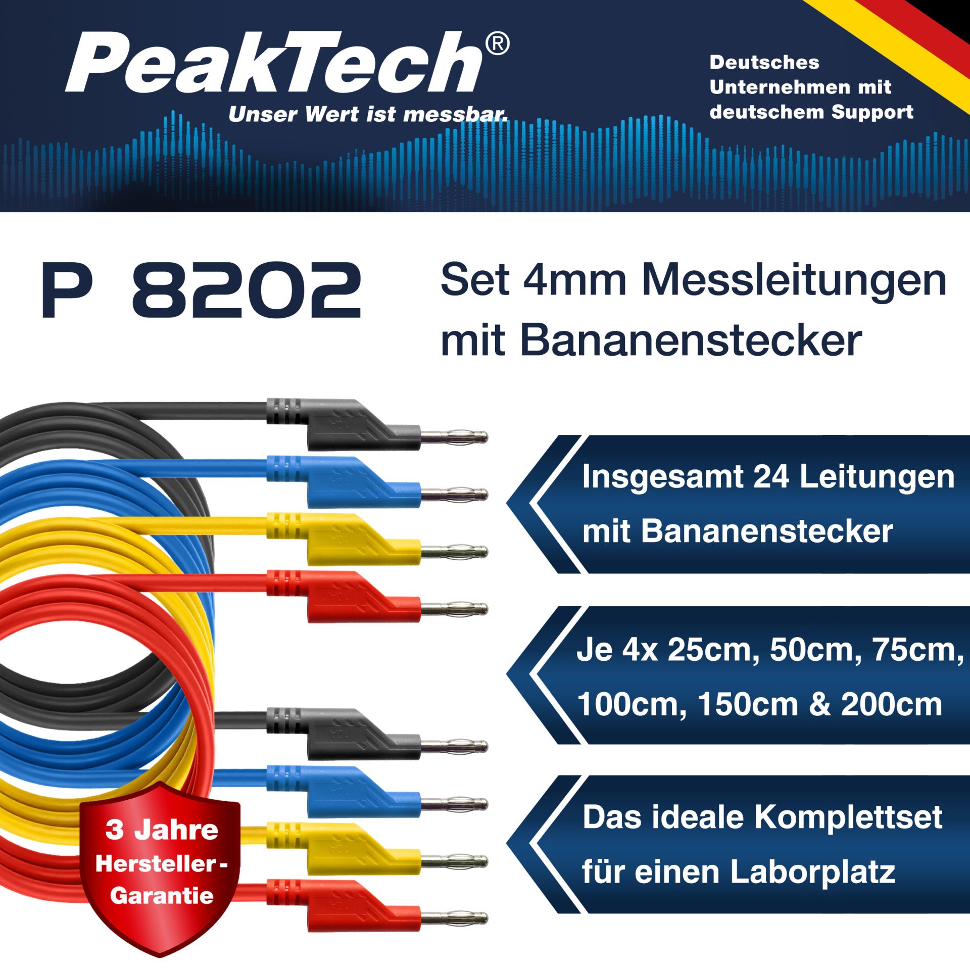 PeakTech P 8202 Messzubehör Set mit 4mm Bananenstecker