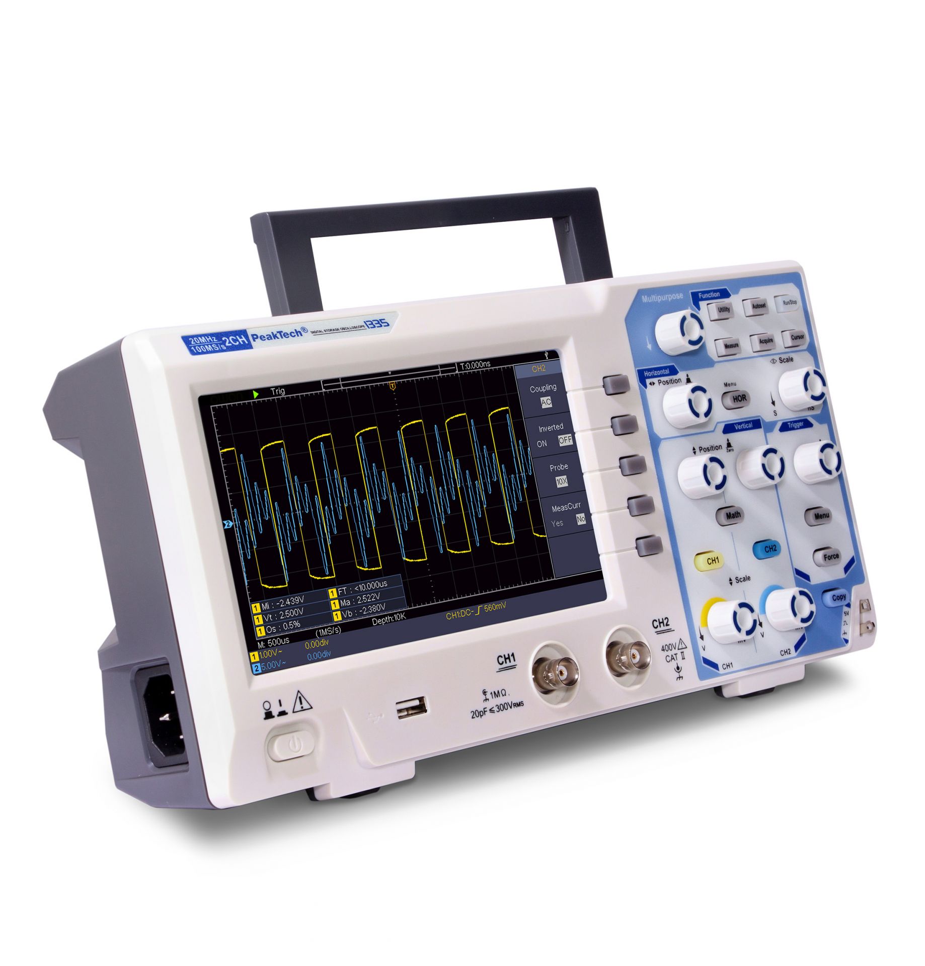 PeakTech P 1335 20 MHz / 2 CH, 100 MS/s Digitalspeicheroszilloskop