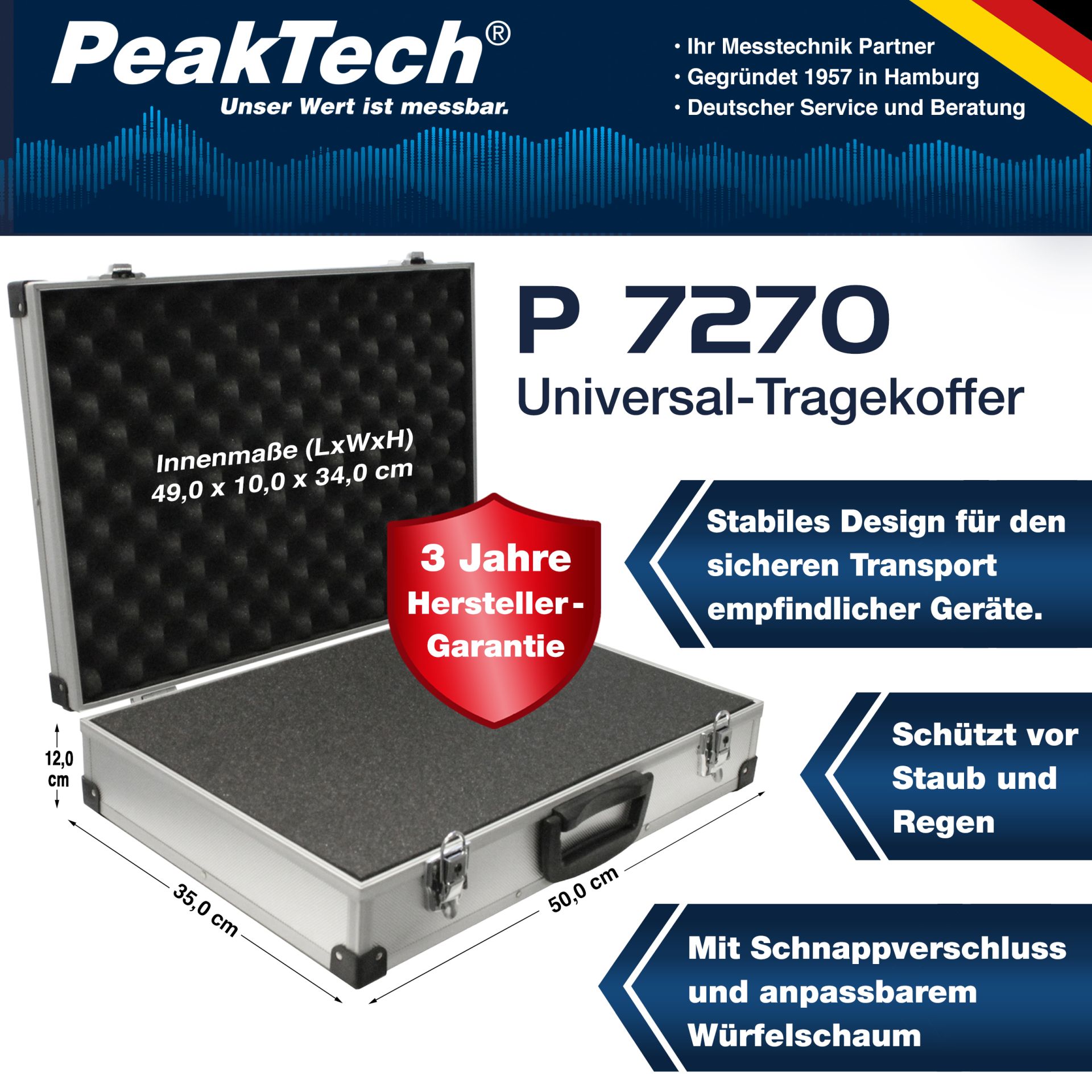 PeakTech P 7270 Koffer für Messgeräte 500 x 120 x 350 mm