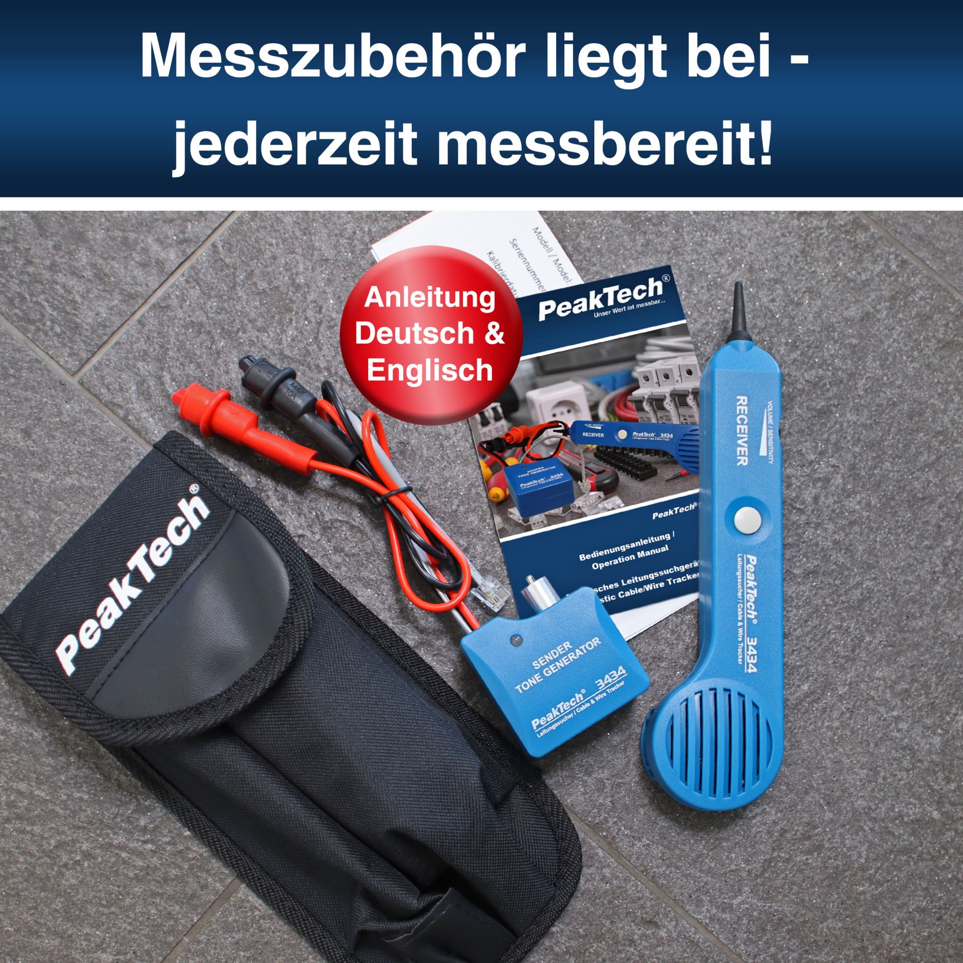 PeakTech P 3434 Akustischer Leitungssucher mit Ton-Generator