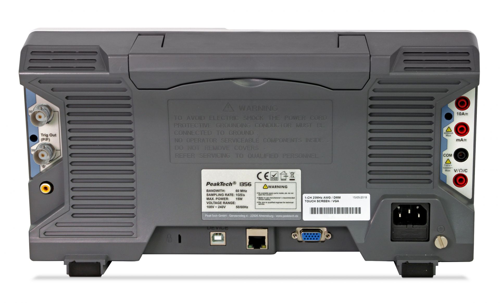 PeakTech P 1356 60 MHz / 2 CH, 1 GS/s Touchscreen-Oszilloskop