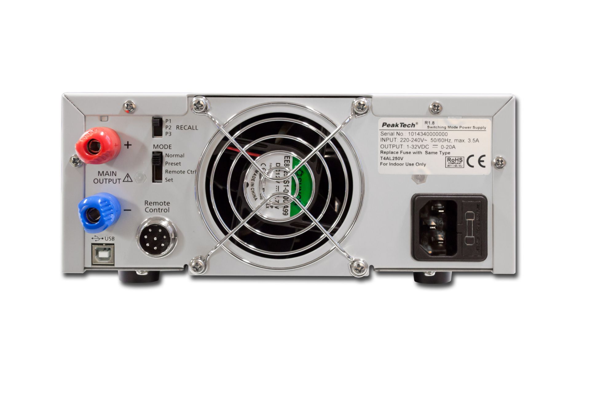 PeakTech P 1575 Labor-Schaltnetzteil DC 1 - 32V / 0 - 20A mit USB 