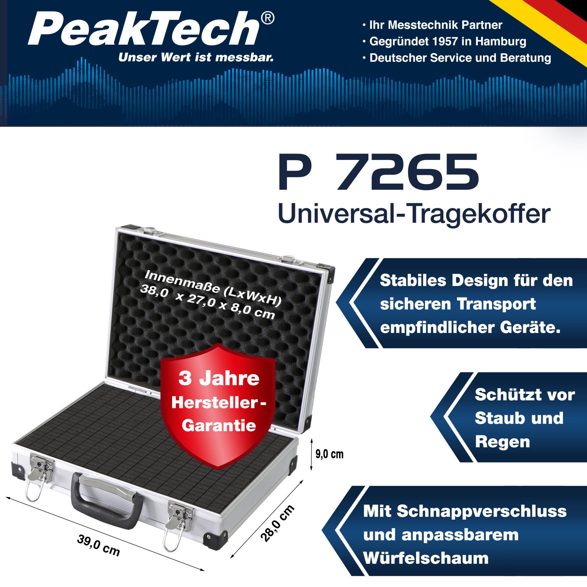 PeakTech P 7265 Koffer für Messgeräte 390 x 100 x 280 mm