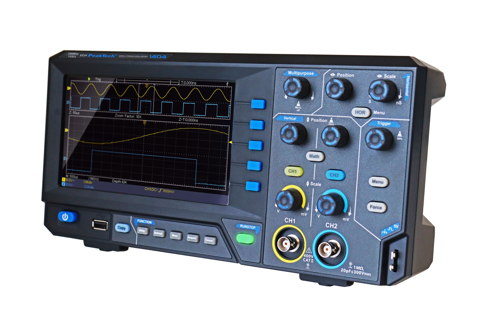 PeakTech P 1404 100 MHz / 2 CH, 1 GS/s Digitalspeicheroszilloskop