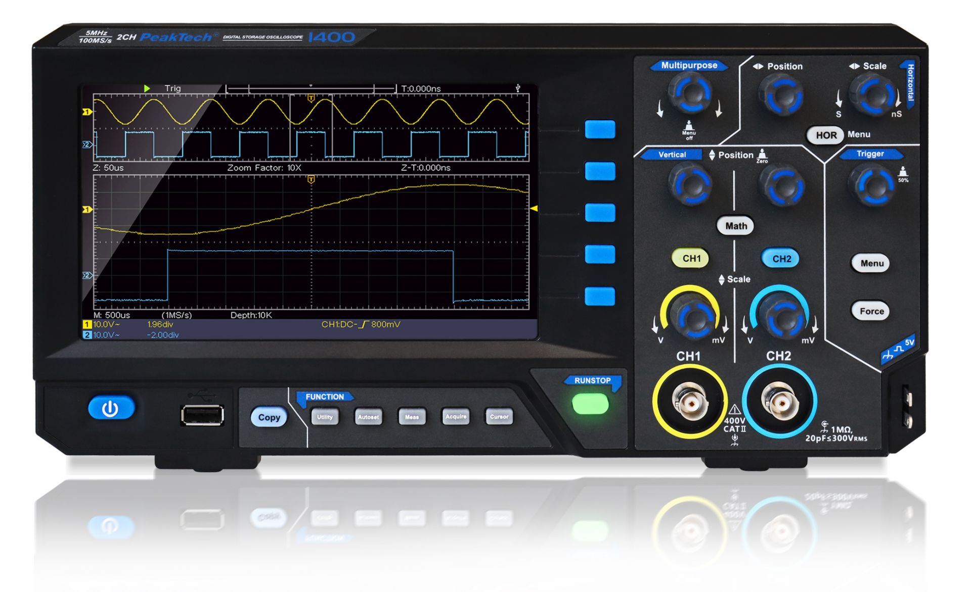 PeakTech P 1400 5 MHz / 2 CH, 100 MS/s Digitalspeicheroszilloskop