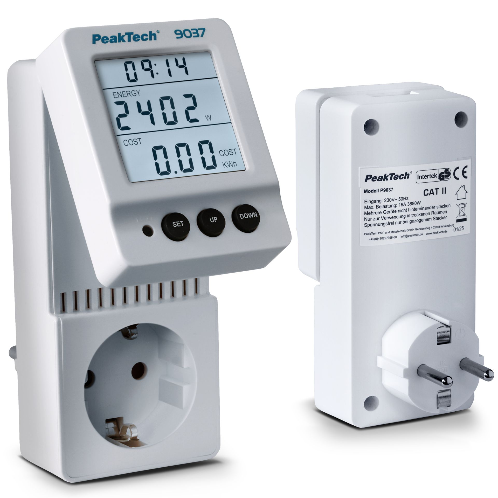 PeakTech P 9037 Energiekostenmessgerät 0,1W Auflösung mit schwenkbarem LCD PeakTech P 9037 Energiekostenmessgerät 0,1W Auflösung mit schwenkbarem LCD