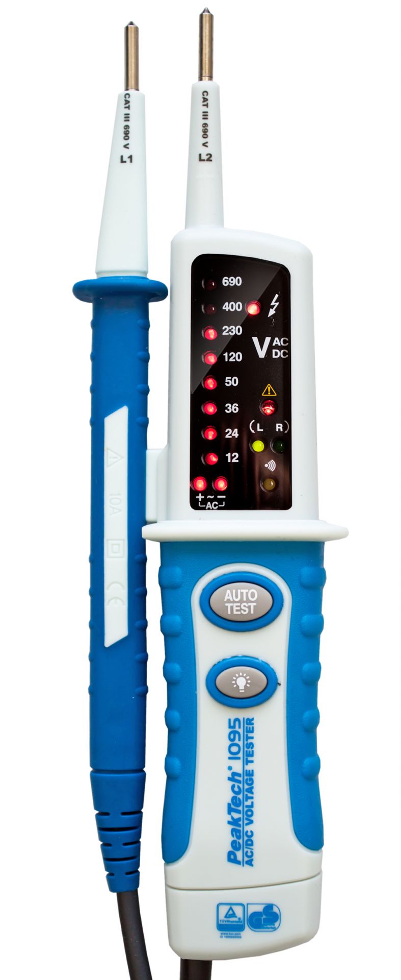 PeakTech P 1095 AC/DC-Spannungsprüfer mit LED-Anzeige