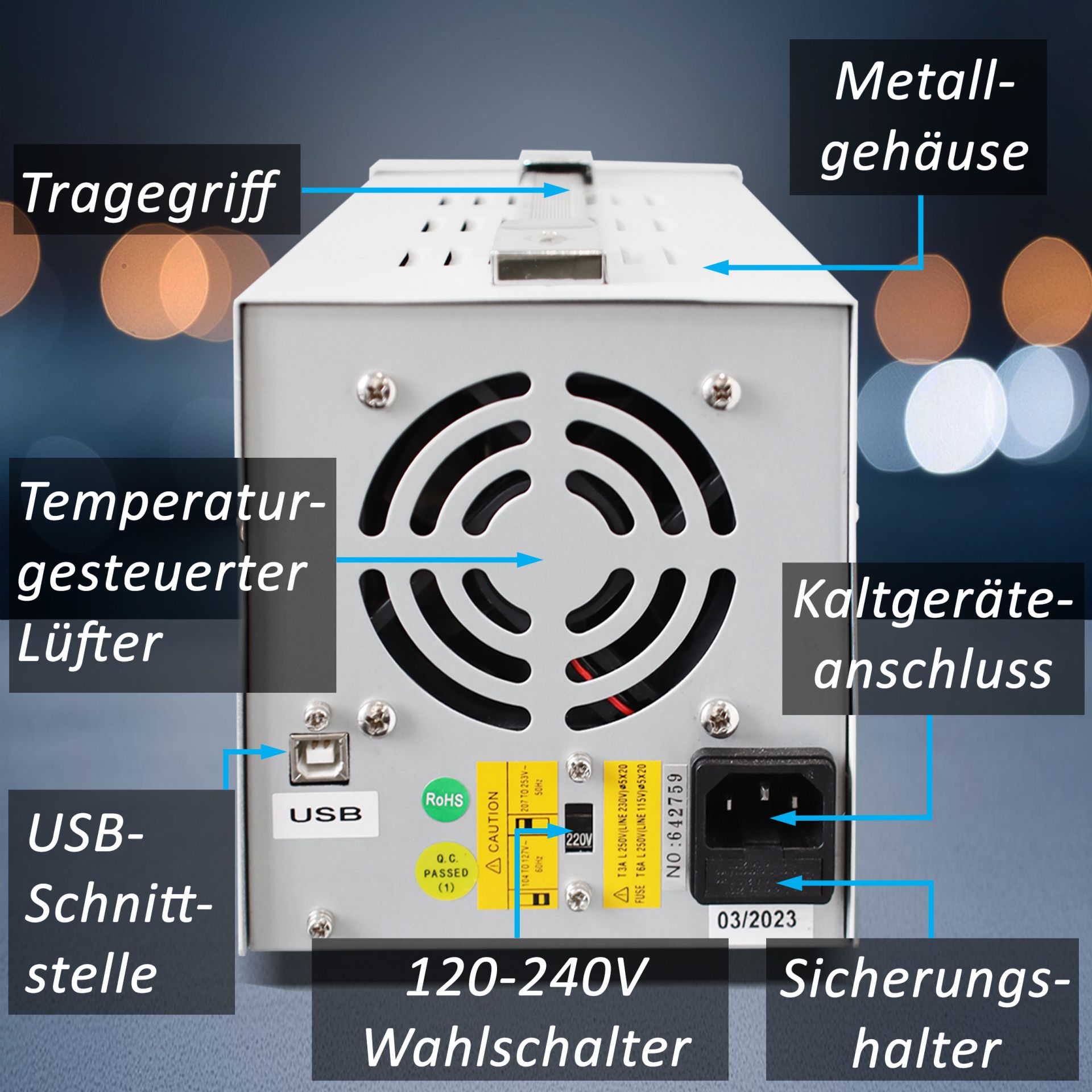 PeakTech P 6172 Digital Labornetzgerät 0-60 V / 0-2,5 A DC & USB 