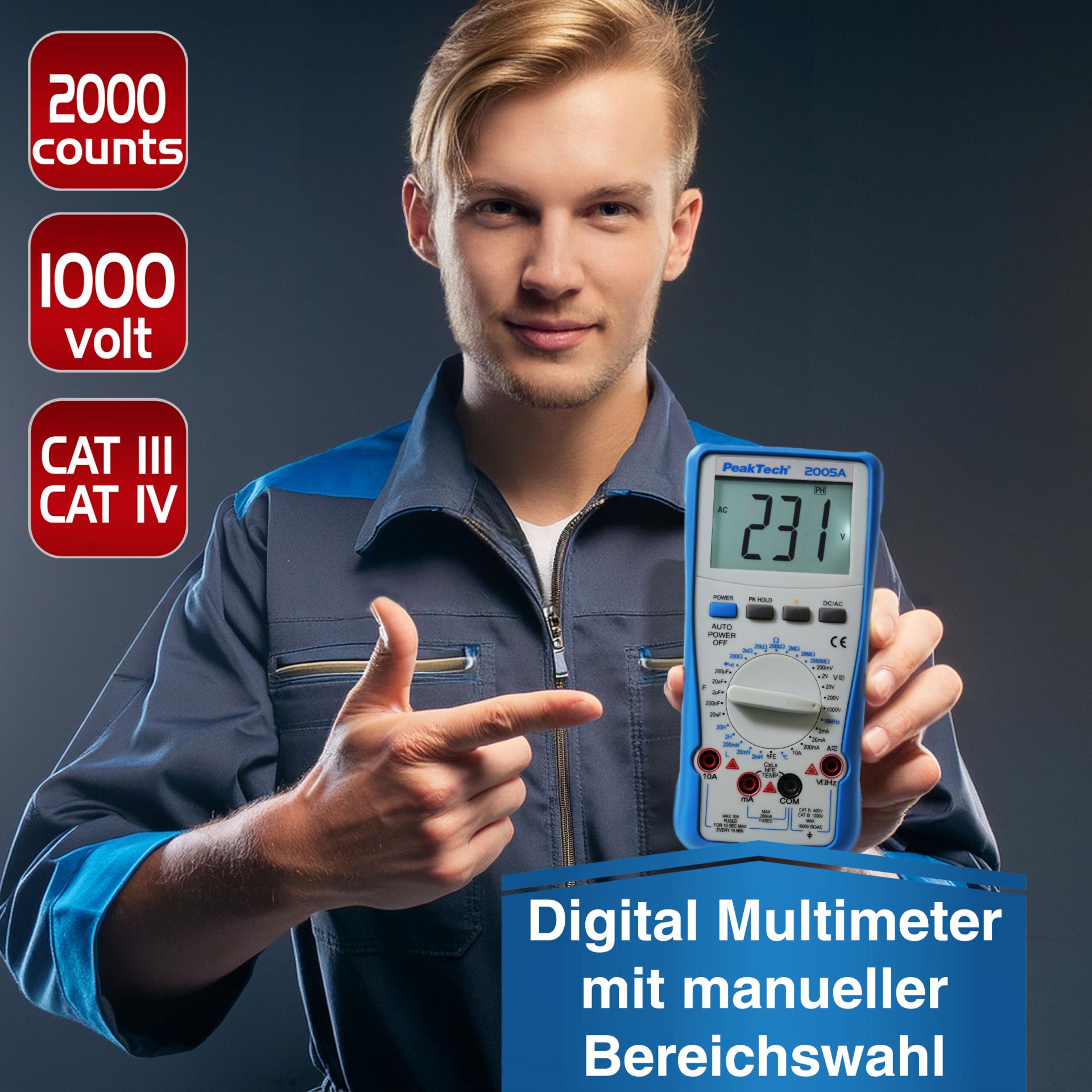 PeakTech® P 2005 A 1000 V Digitalmultimeter 2000 Counts