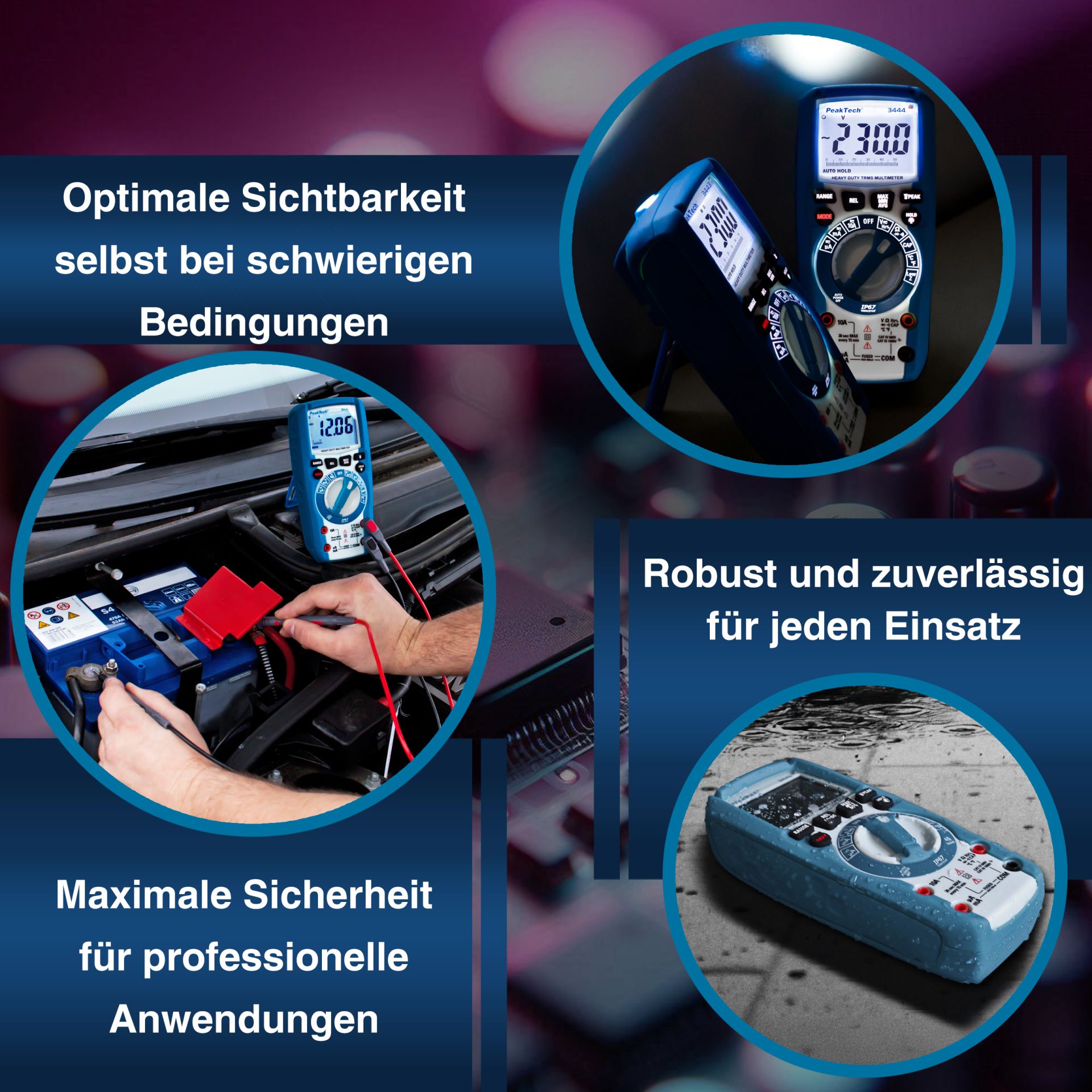 PeakTech P 3443 Digitalmultimeter 6.000 Counts, IP67 