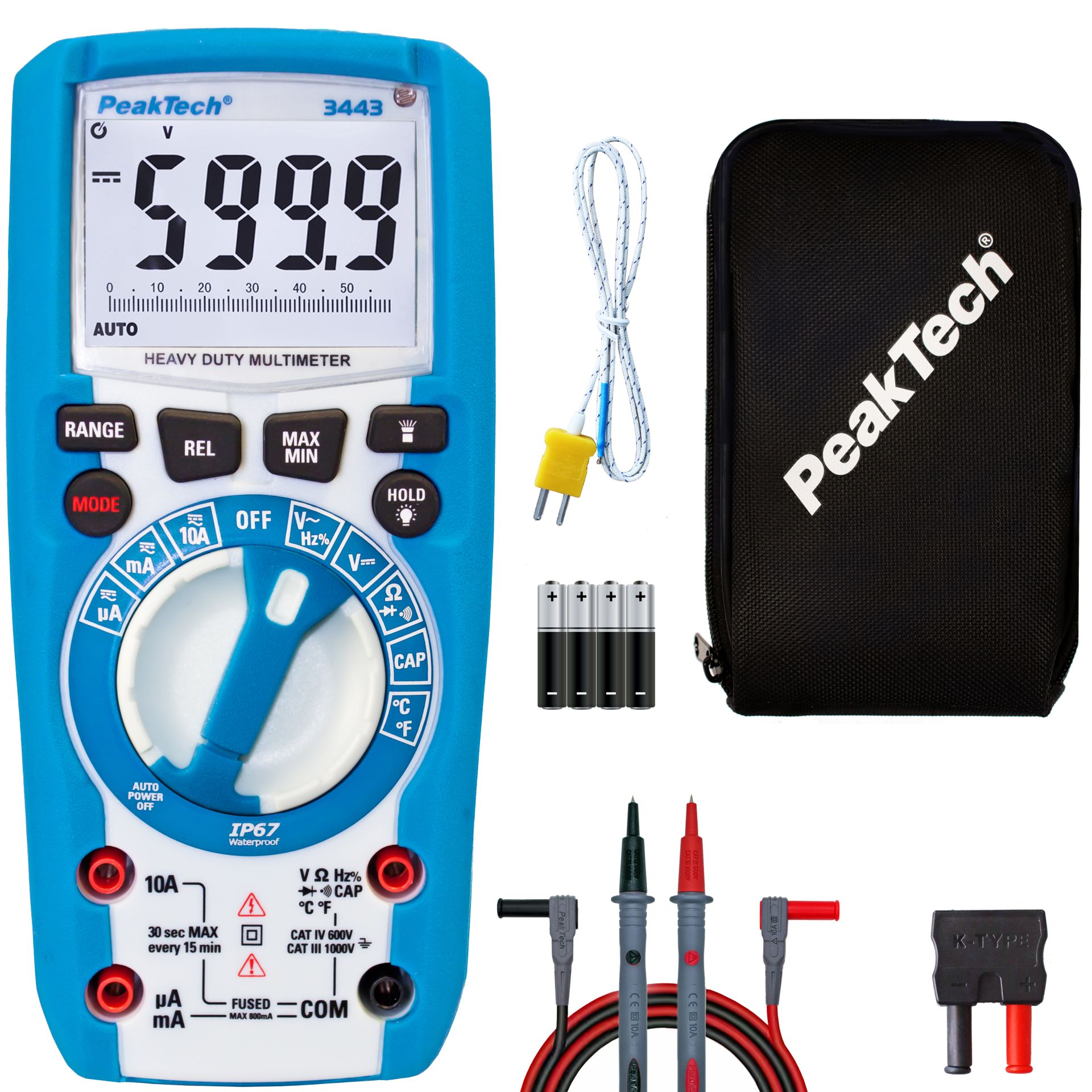 PeakTech P 3443 Digitalmultimeter 6.000 Counts, IP67 