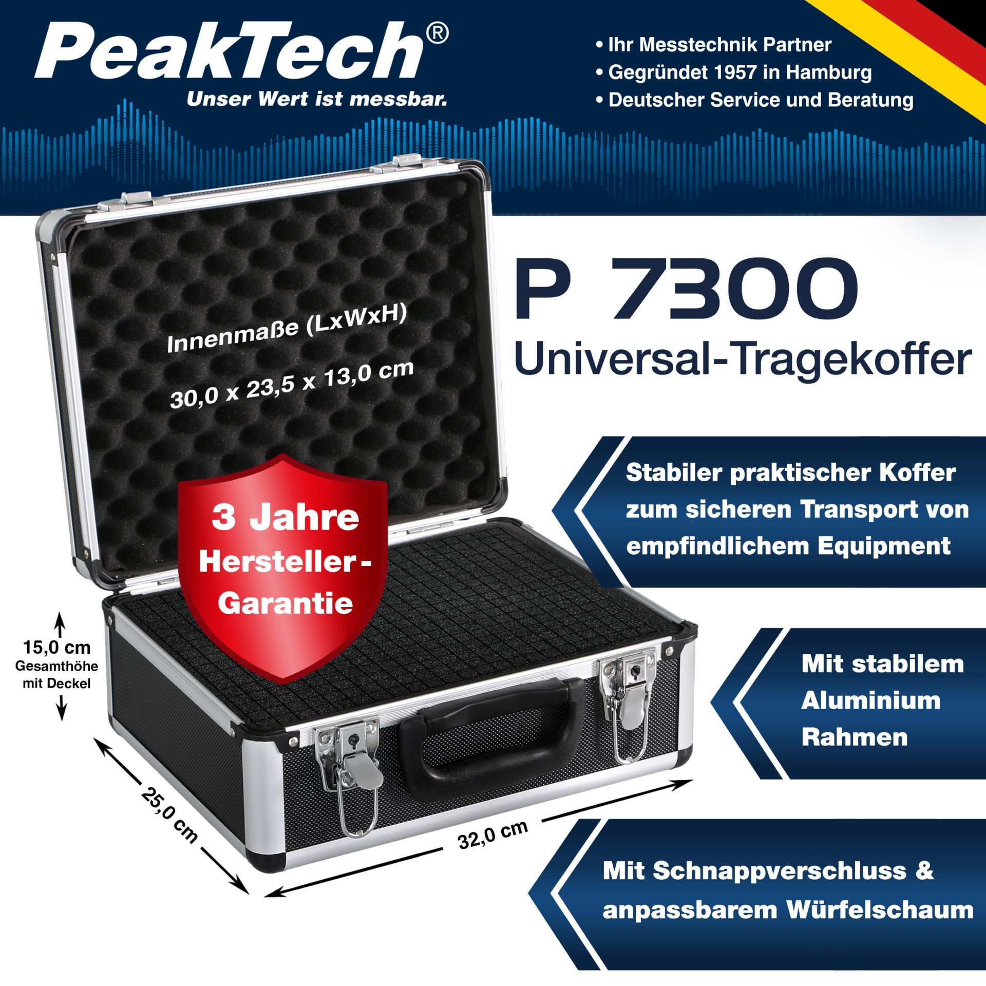 PeakTech P 7300» Koffer für Messgeräte 320 x 250 x 150 mm