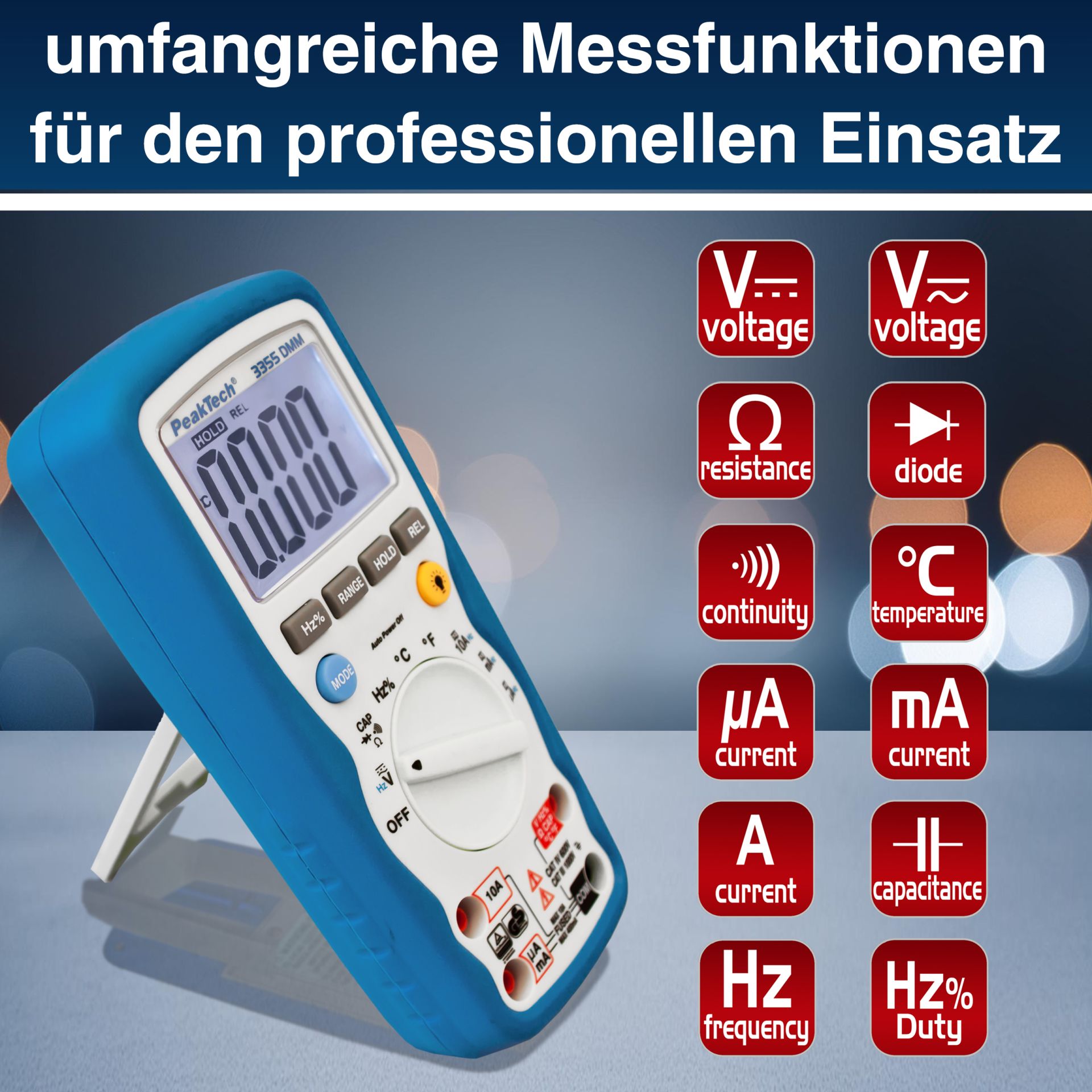 PeakTech P 3355 Digitalmultimeter, 4.000 Counts, IP67 