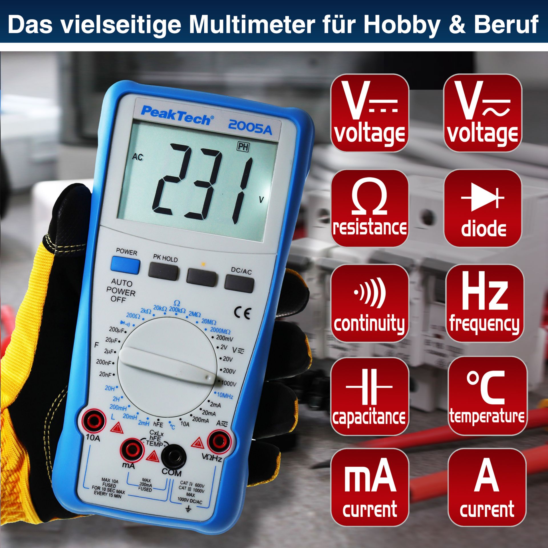 PeakTech® P 2005 A 1000 V Digitalmultimeter 2000 Counts