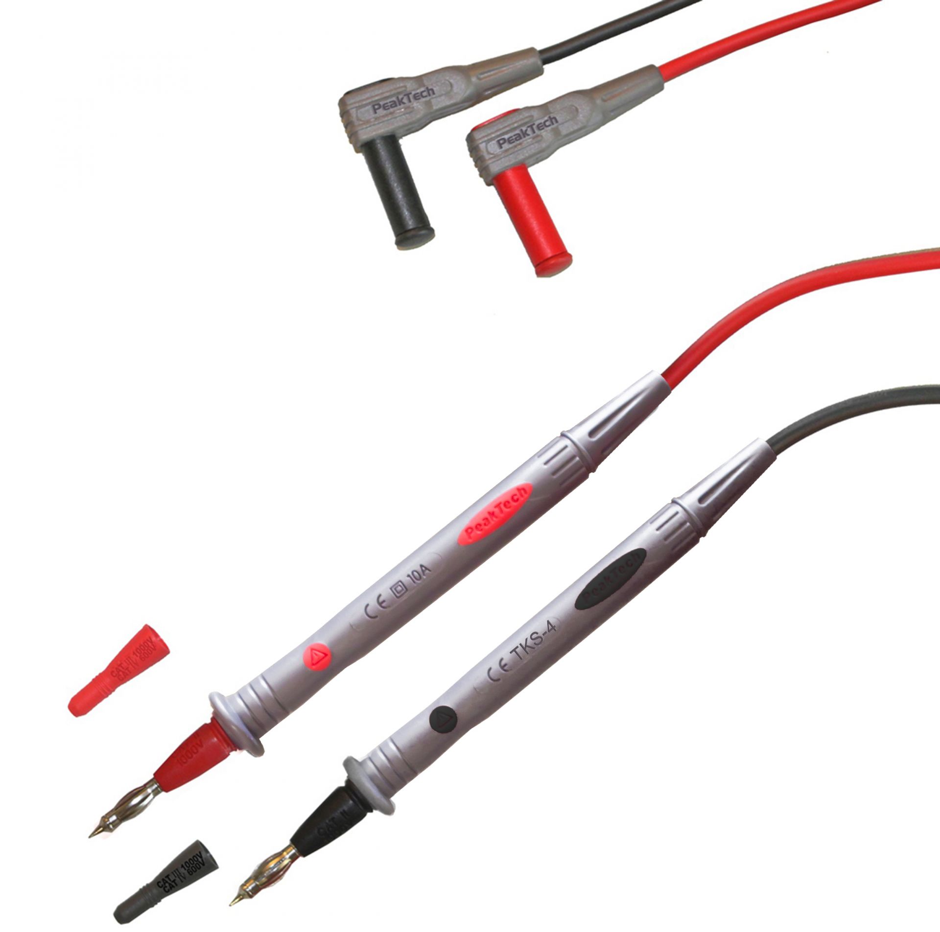 PeakTech® TKS-4 Messleitungssatz mit 4 mm Federkontakt Prüfspitze