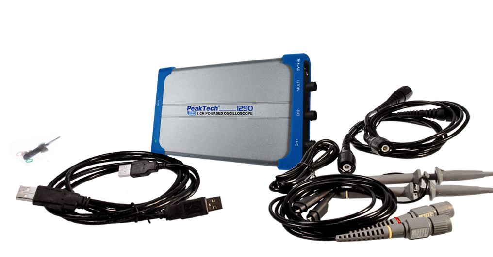 PeakTech P 1290 20 MHz / 2 CH, 100 MS/s PC-Oszilloskop mit USB