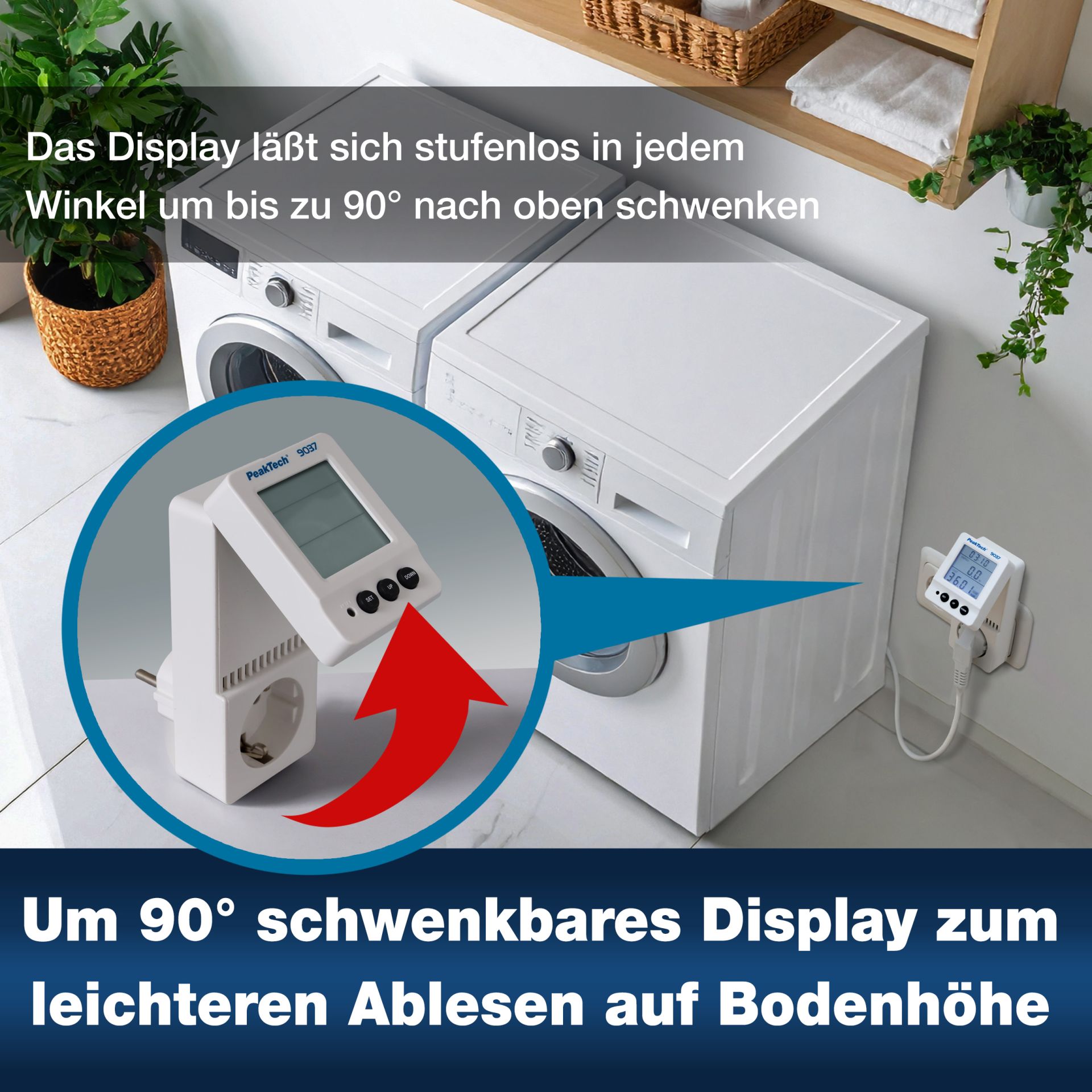 PeakTech P 9037 Energiekostenmessgerät 0,1W Auflösung mit schwenkbarem LCD PeakTech P 9037 Energiekostenmessgerät 0,1W Auflösung mit schwenkbarem LCD