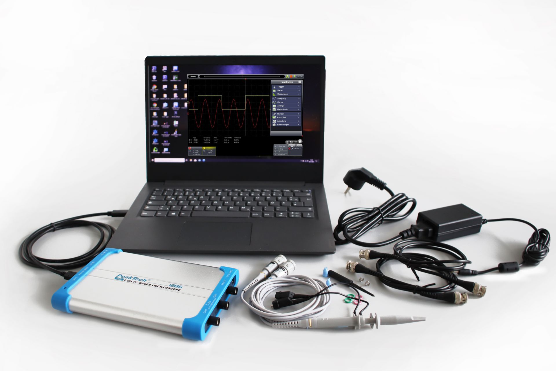 PeakTech P 1286 100 MHz / 2 CH, 1 GS/s PC-Oszilloskop mit USB&LAN