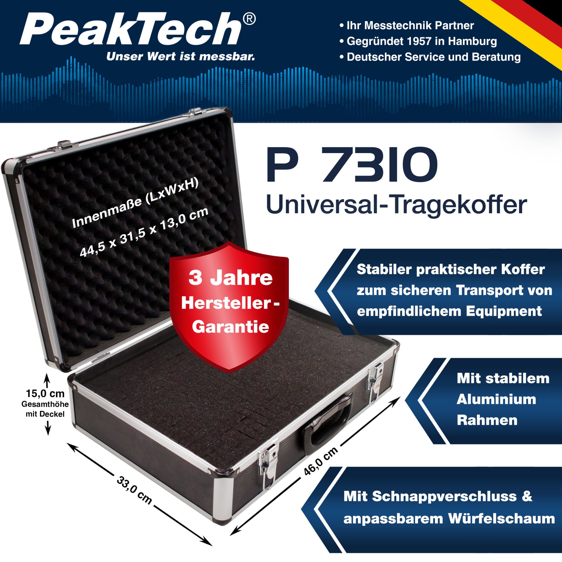 PeakTech® P 7310 Koffer für Messgeräte 460 x 330 x 150 mm