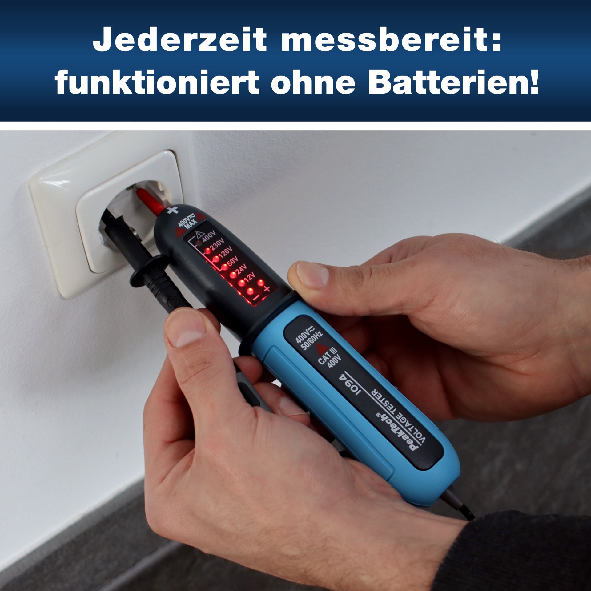 PeakTech P 1094 12 ... 400V AC/DC-Spannungsprüfer mit LED-Anzeige